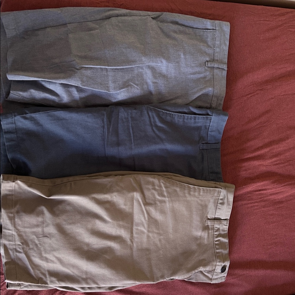 Set of Three Men's Chino Pants - Gray, Blue, Tan